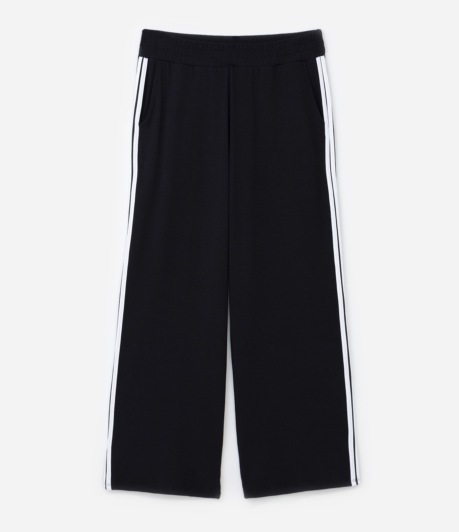 Calça Ampla Sportcore com Listras Laterais Curve & Plus Size Preto 5
