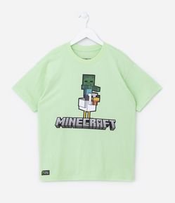Camiseta Infantil com Estampa Frente e Costas Minecraft - Tam 5 a 14 Anos