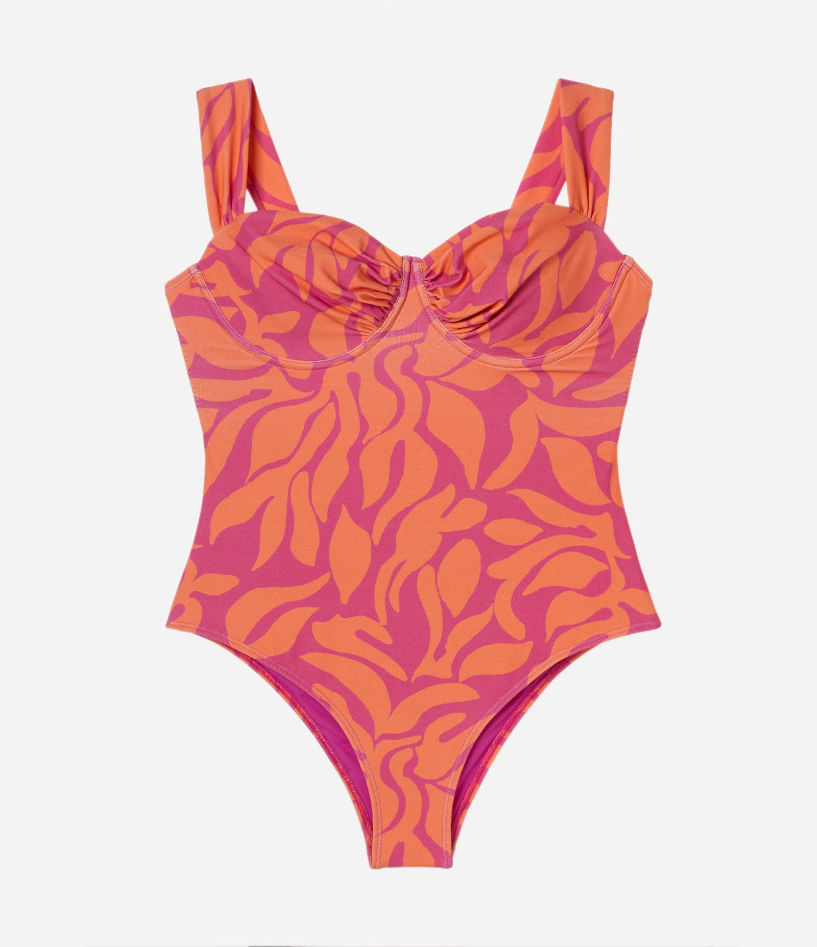 Maiô Meia Taça com Estampa Orgânica Curve & Plus Size Rosa/Laranja 5