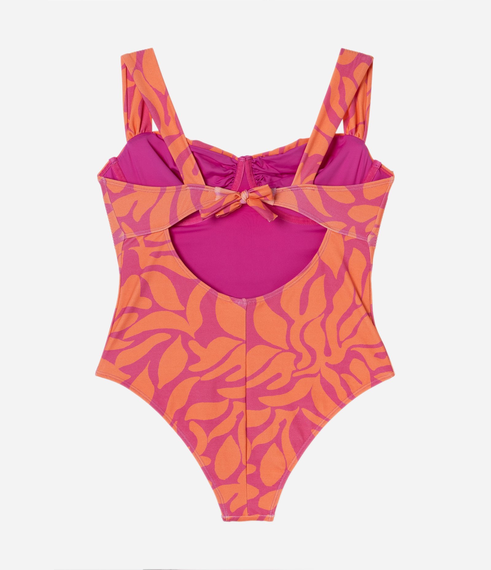 Maiô Meia Taça com Estampa Orgânica Curve & Plus Size Rosa/Laranja 6
