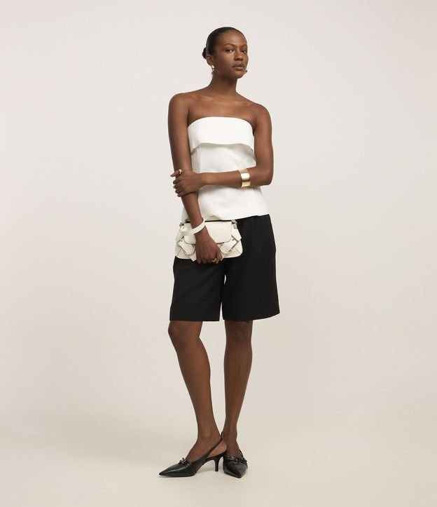 Blusa Tomara que Caia em Crepe com Dobra no Decote
