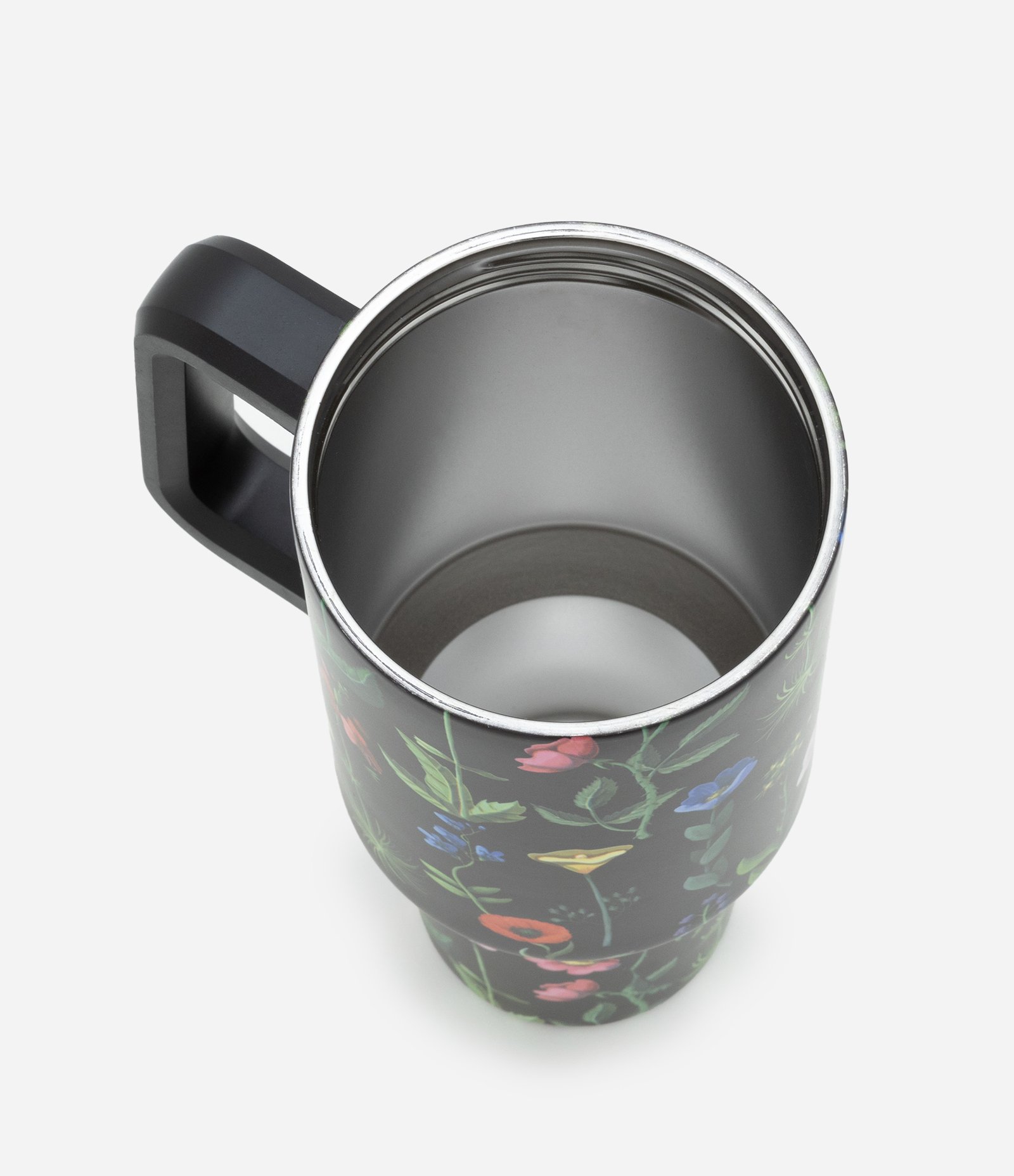 Copo em Metal com Estampa de Flores Coloridas com Alça e Canudo Preto 3