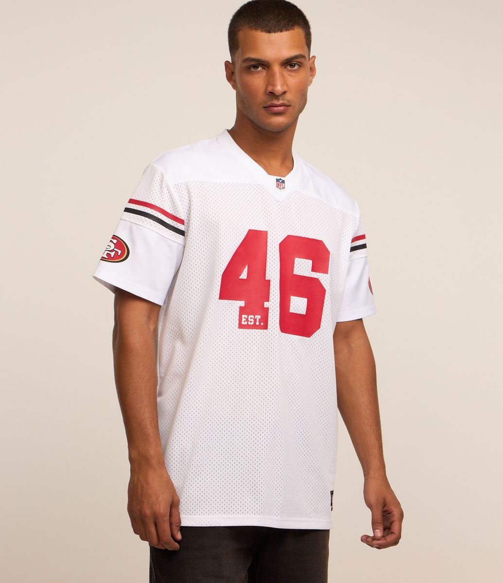 Camiseta em Tecnologia Dry com Estampa NFL 49ERS Branco