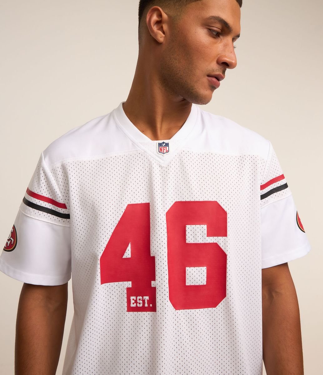 Camiseta em Tecnologia Dry com Estampa NFL 49ERS Branco