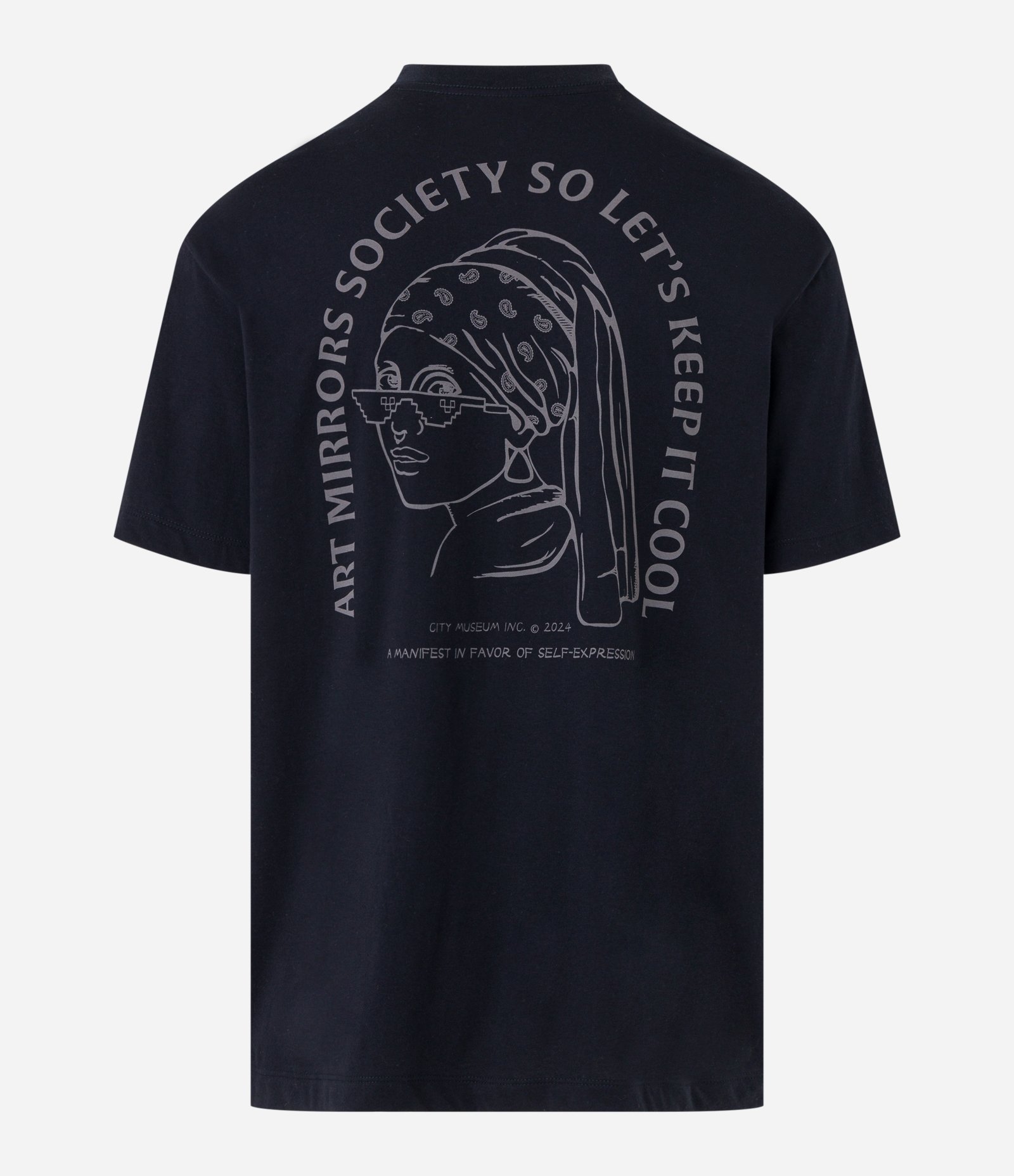Camiseta Relaxed com Estampa Art Mirrors Preto 6