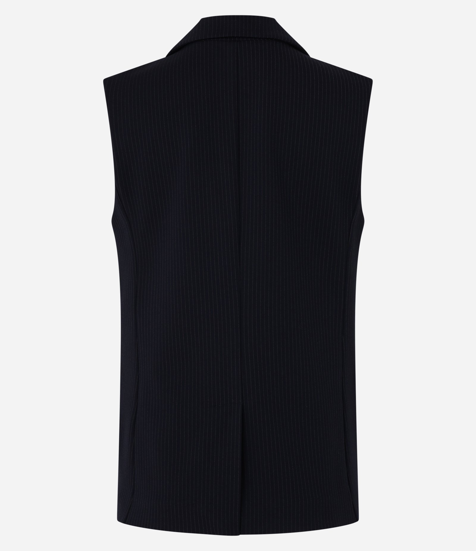 Colete Ponto Roma Listra Risca de Giz com Dois Botões e Bolsos Frontais Azul 8