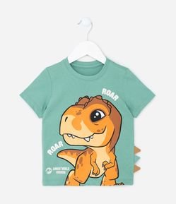 Camiseta Infantil com Estampa Jurassic World e Crista Interativa - Tam 1 a 5 Anos