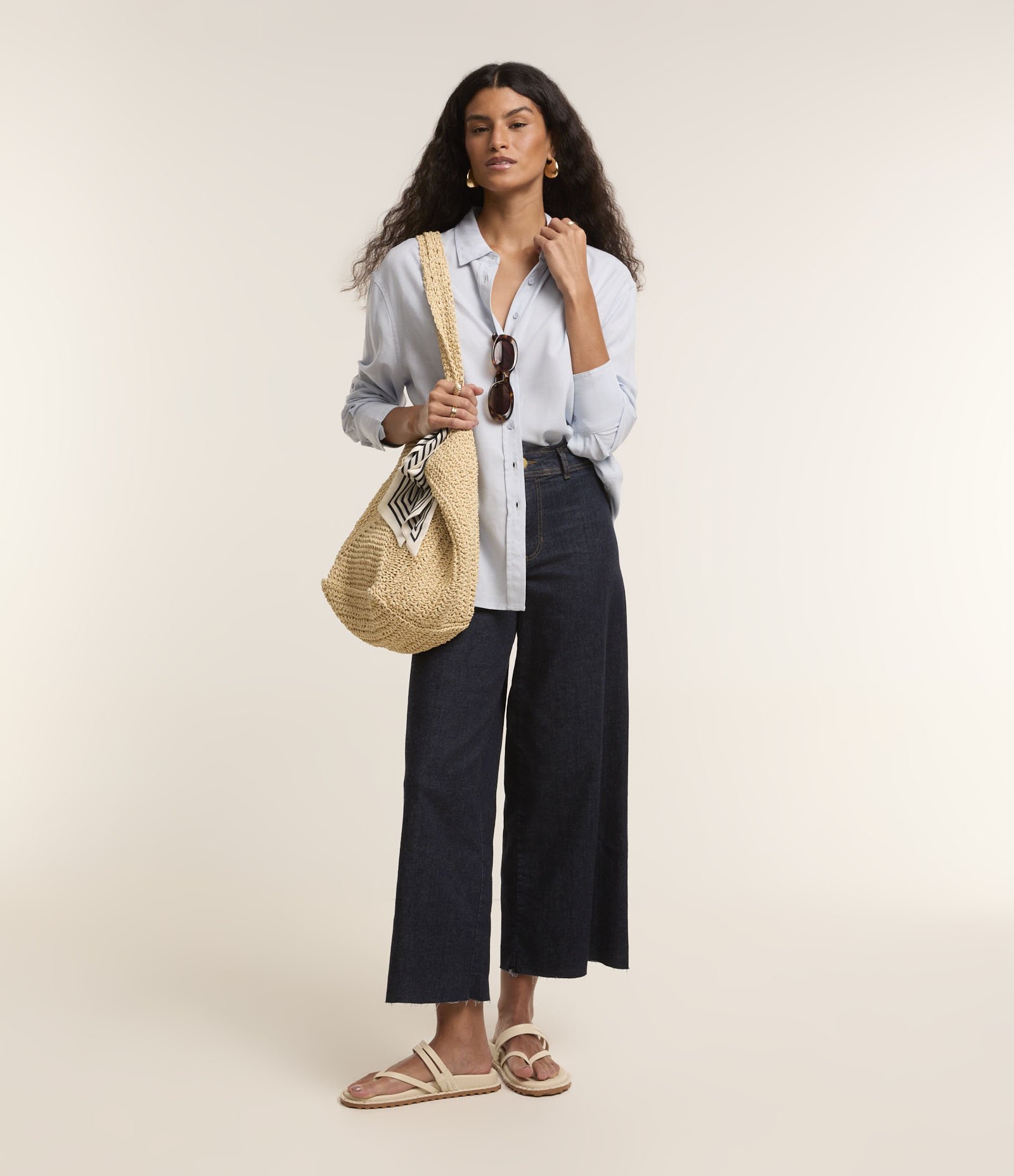 Camisa Viscolinho com Abotoamento Frontal Azul 2