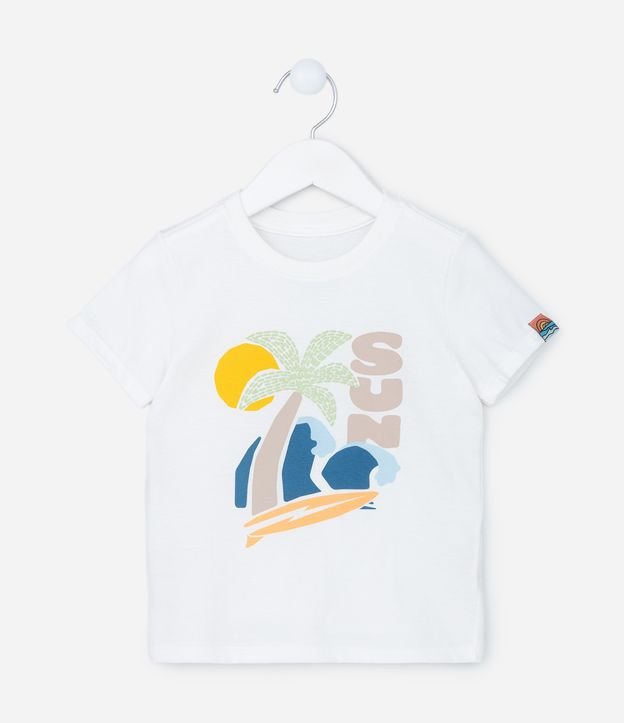 Camiseta Comfort com Estampa Sun com Palmeira - Tam 1 a 6 Anos