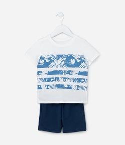 Conjunto Infantil em Algodão com Estampa Folhagens - Tam 1 a 6 Anos