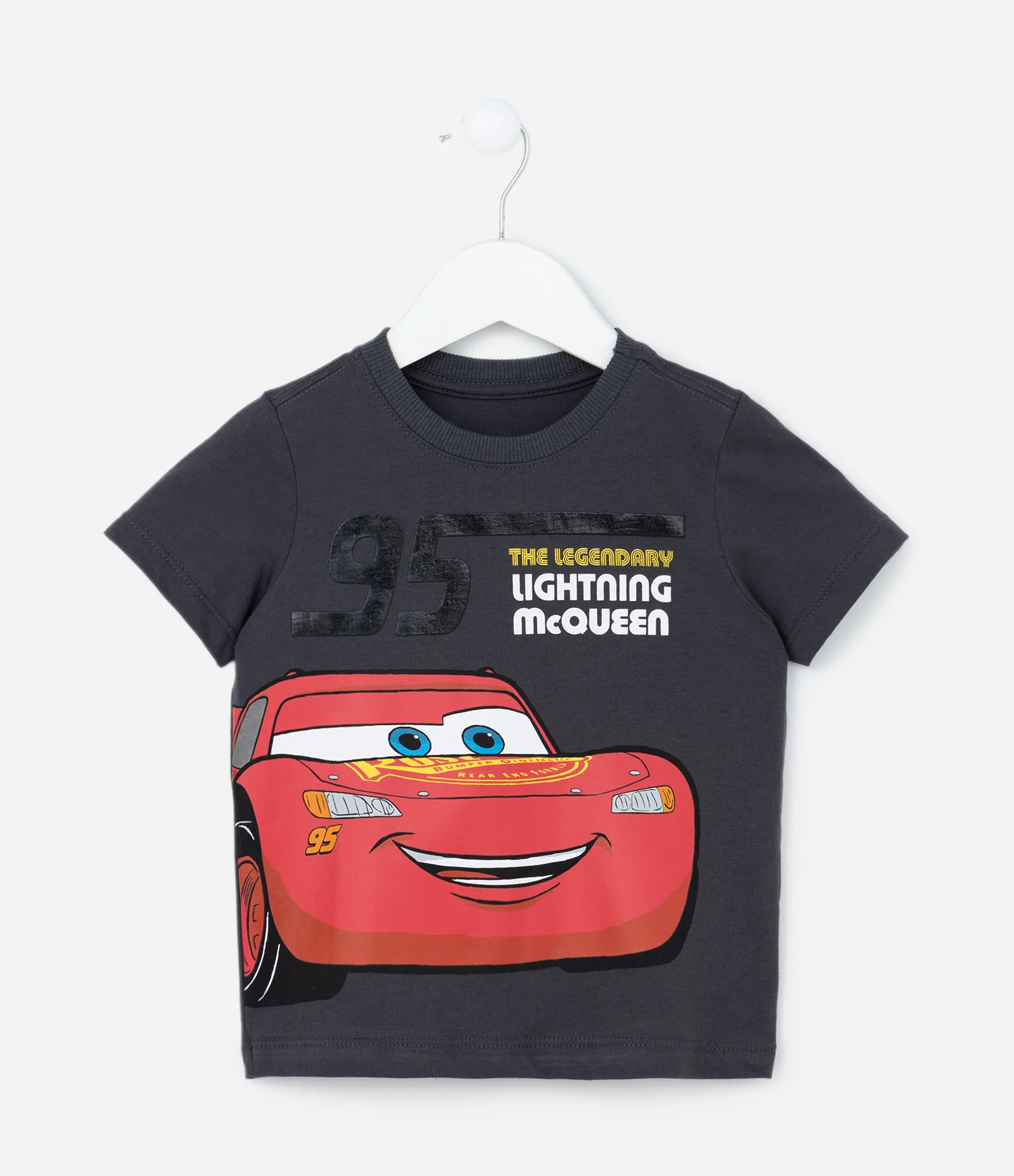 Camiseta Infantil com Estampa em Gel do Relâmpago McQueen -Tam 2 a 5 Anos Cinza 1