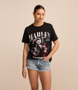 Short Cintura Alta em Jeans com Corações em Brilho