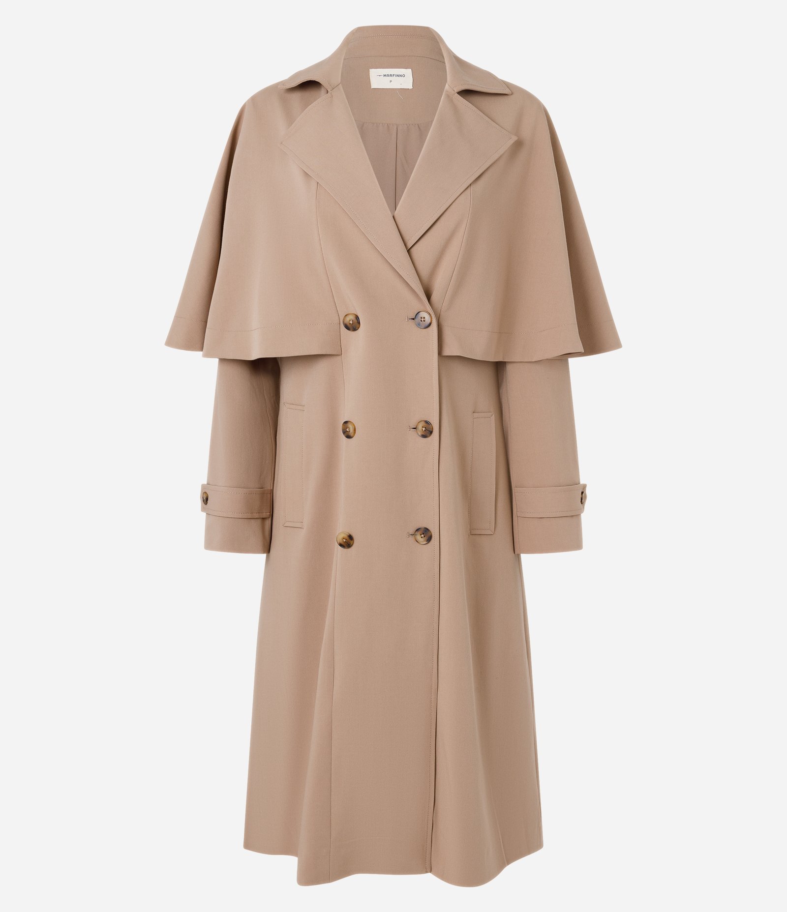 Trench Coat com Abertura Dupla e Capa Sobreposta Bege 15