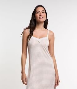Camisola Alcinha em Viscose com Renda no Decote e Barra