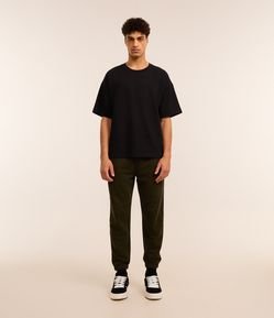 Calça Jogger em Moletom com Cós Elástico e Cordão