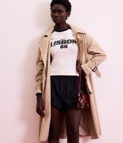 Trench Coat em Gabardine com Cinto Afivelado