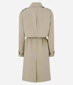 Casaco Trench Coat Gabardine com Botões Frontais e Cinto