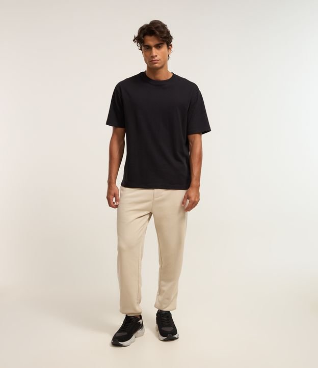 Calça Jogger em Moletom com Cós Elástico e Cordão