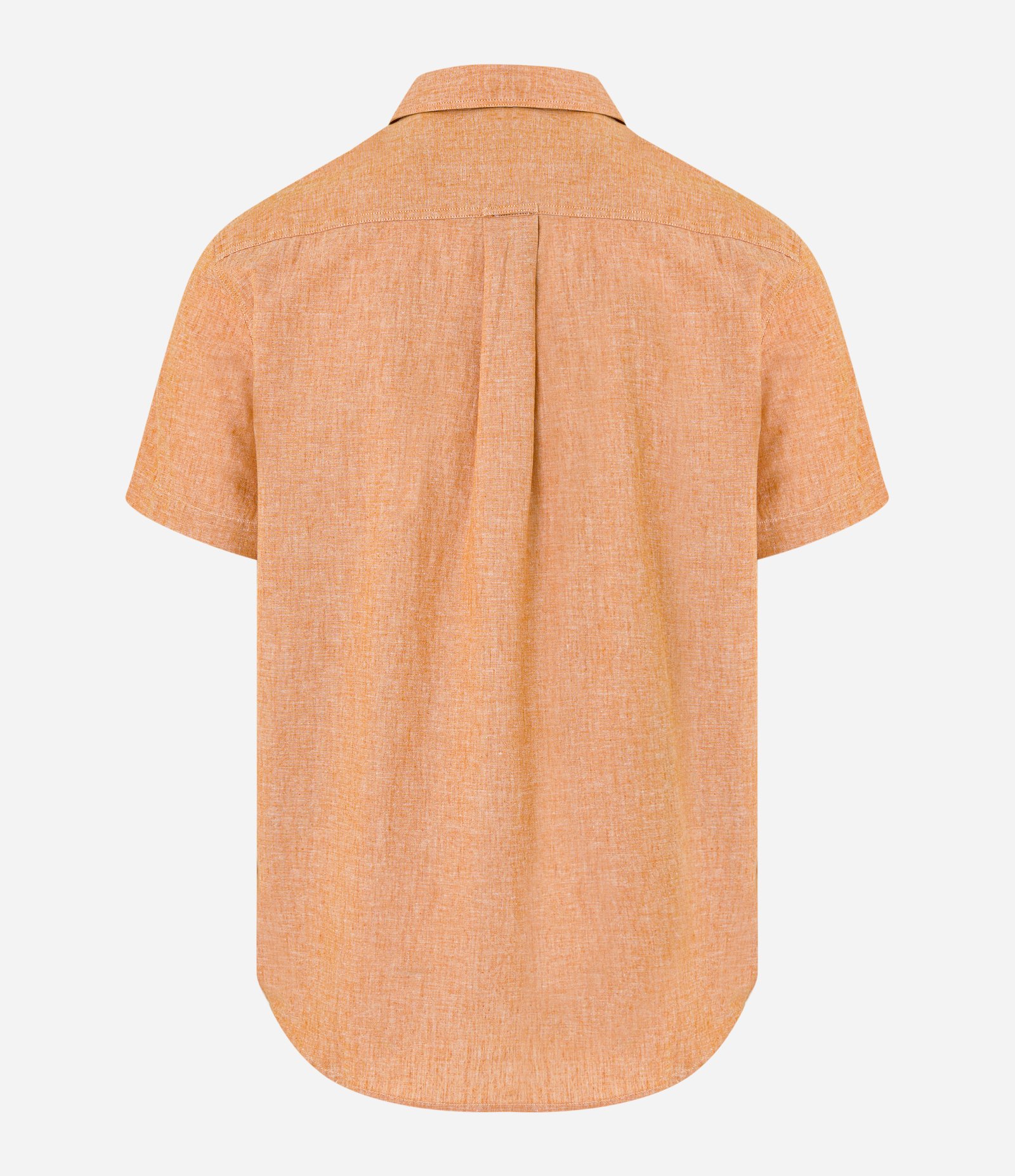 Camisa Comfort Básica em Linho com Bolso Frontal Laranja 6