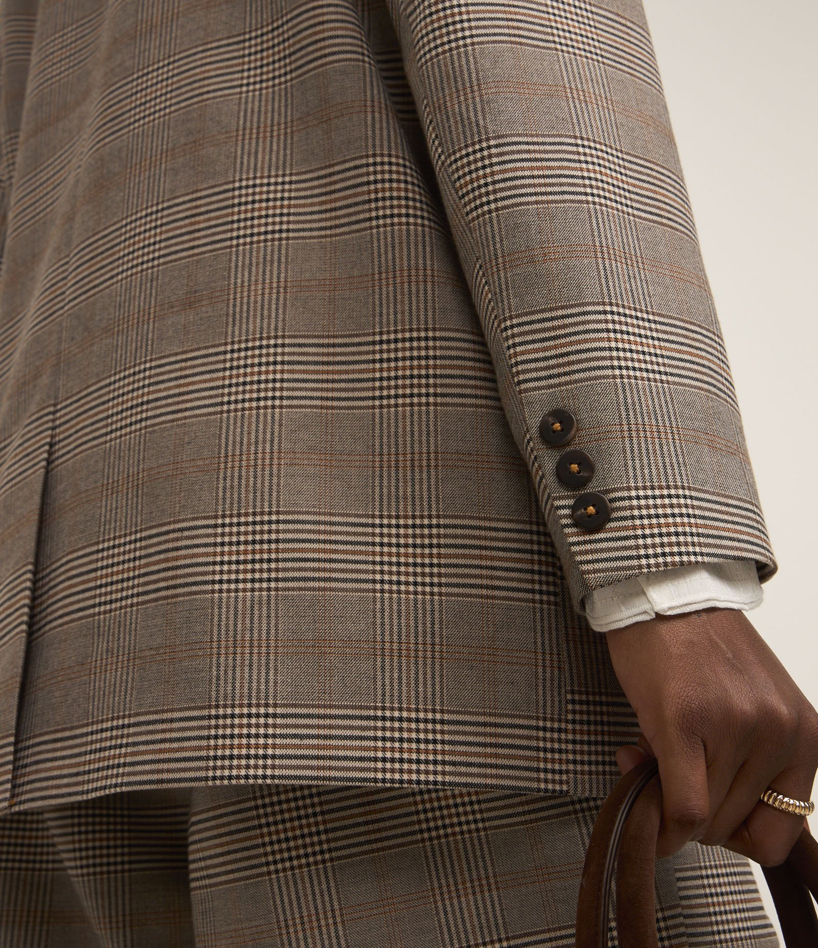 Blazer Oversized em Alfaiataria Xadrez Marrom 4