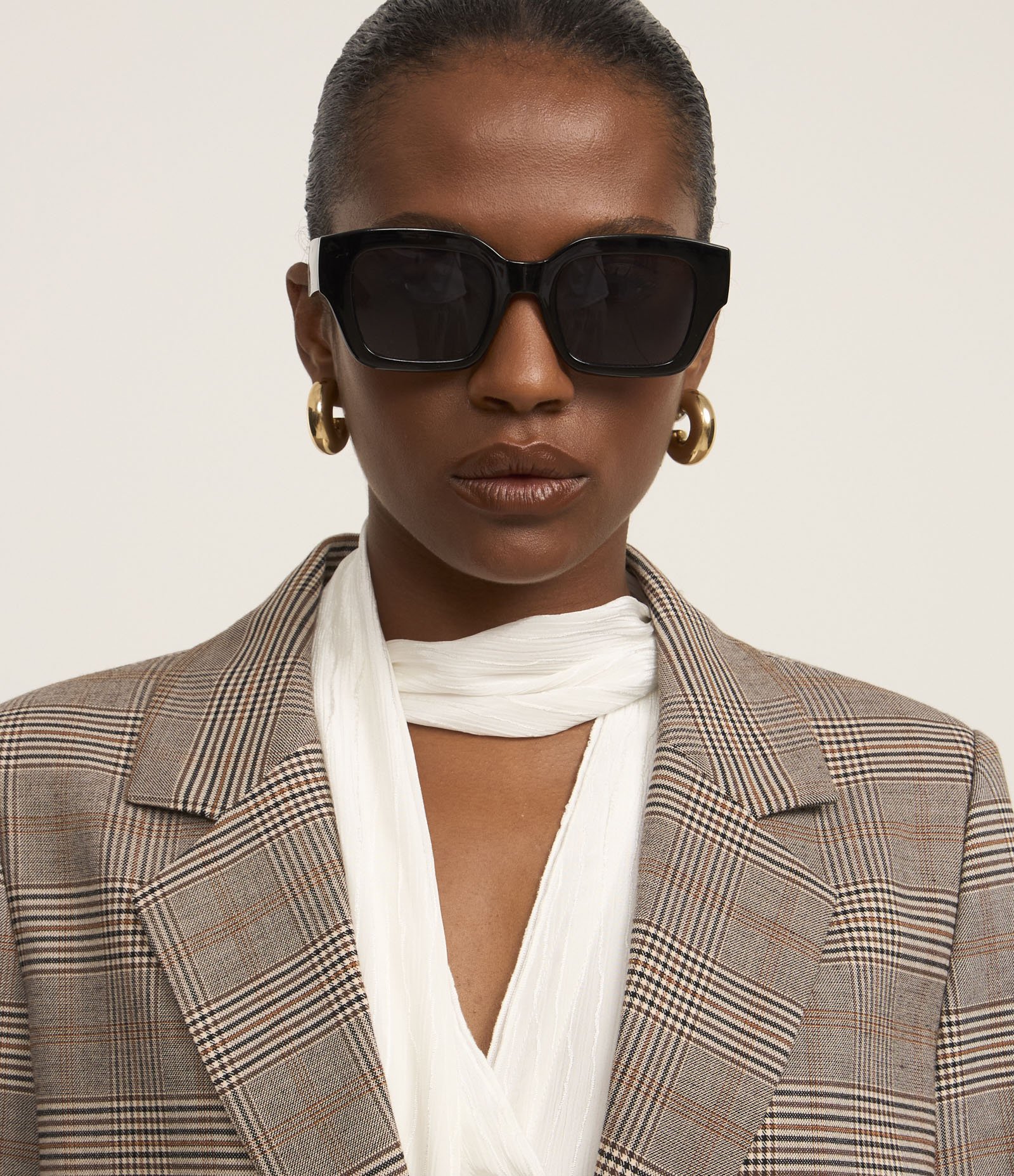 Blazer Oversized em Alfaiataria Xadrez Marrom 5