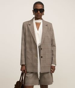 Blazer Oversized em Alfaiataria Xadrez