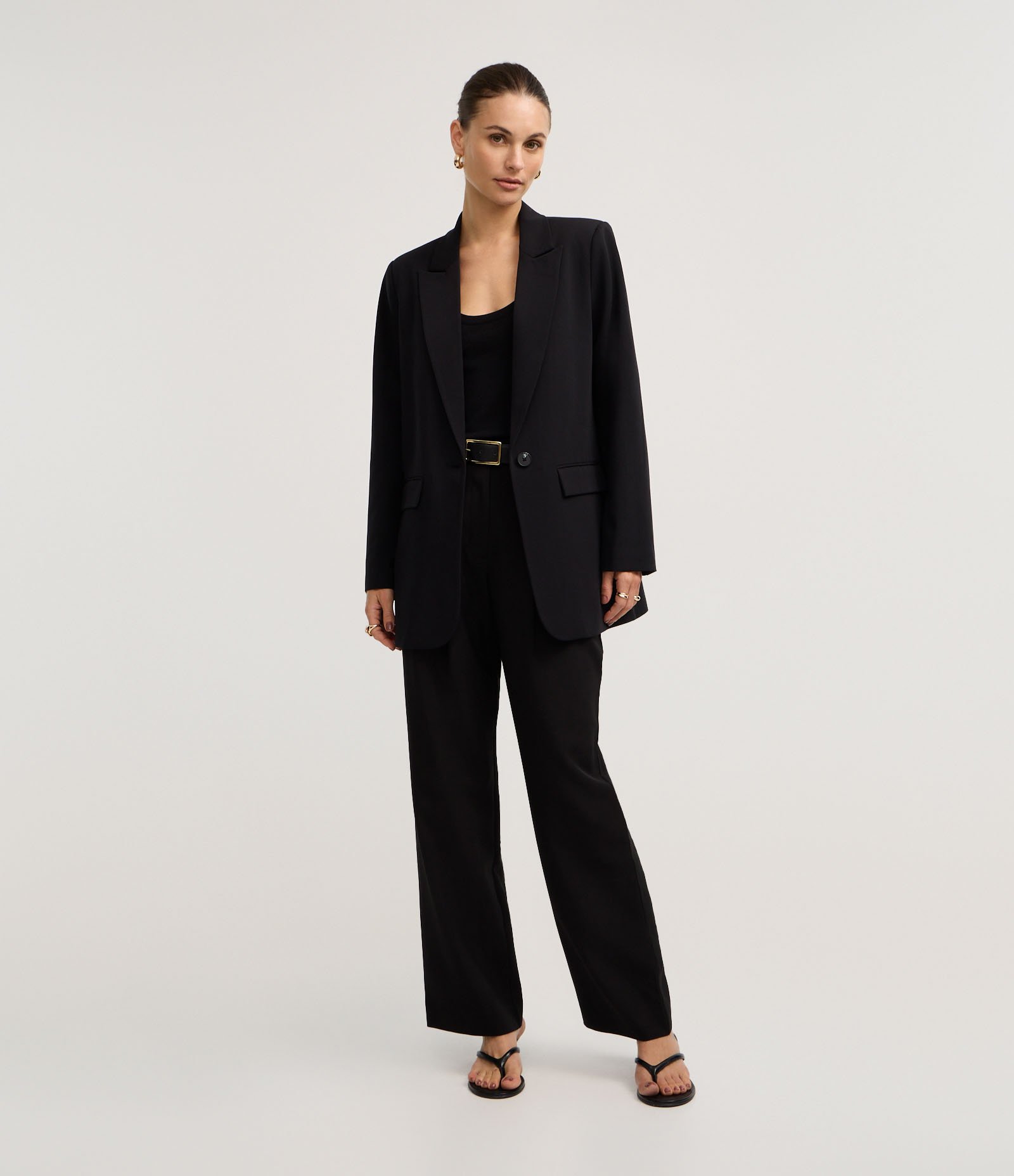 Blazer Oversized Alfaiatado com Botão Único Preto 2