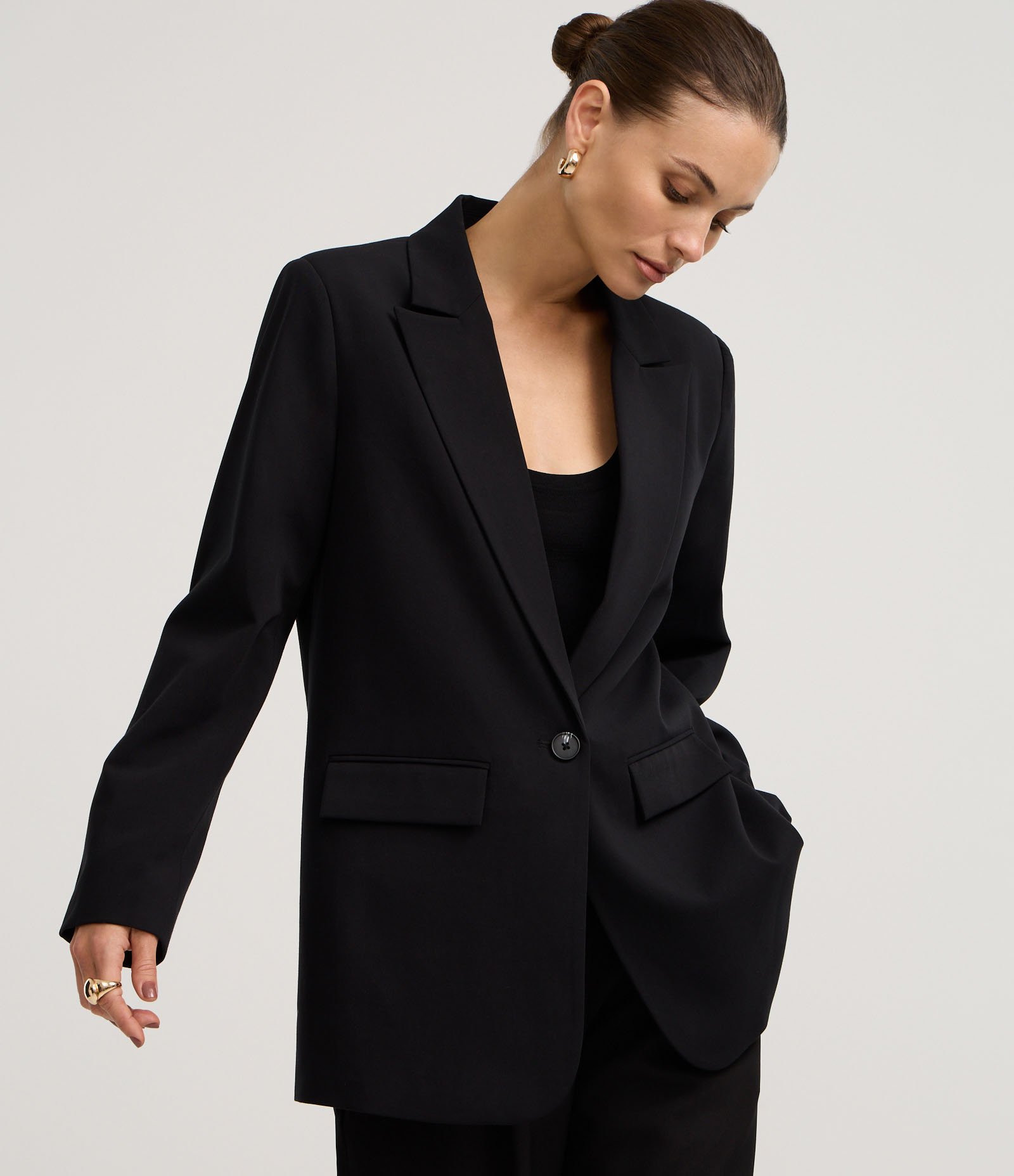 Blazer Oversized Alfaiatado com Botão Único Preto 3