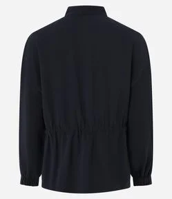 Jaqueta Parka em Viscose com Tencel na Cintura e Gola Alta
