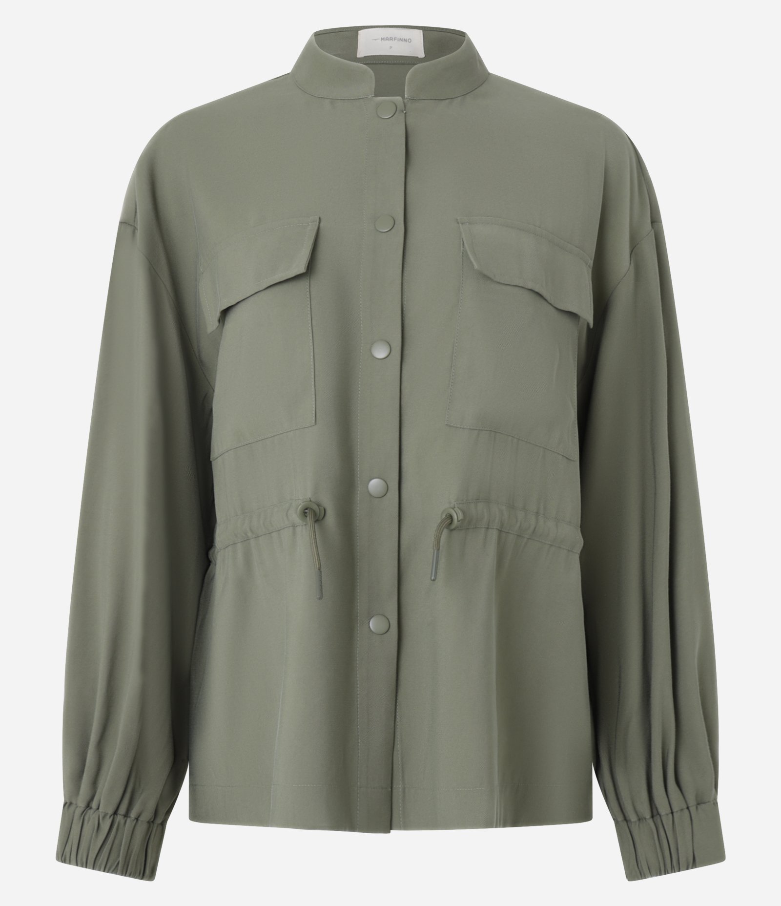 Jaqueta Parka em Viscose com Tencel na Cintura e Gola Alta Verde 5