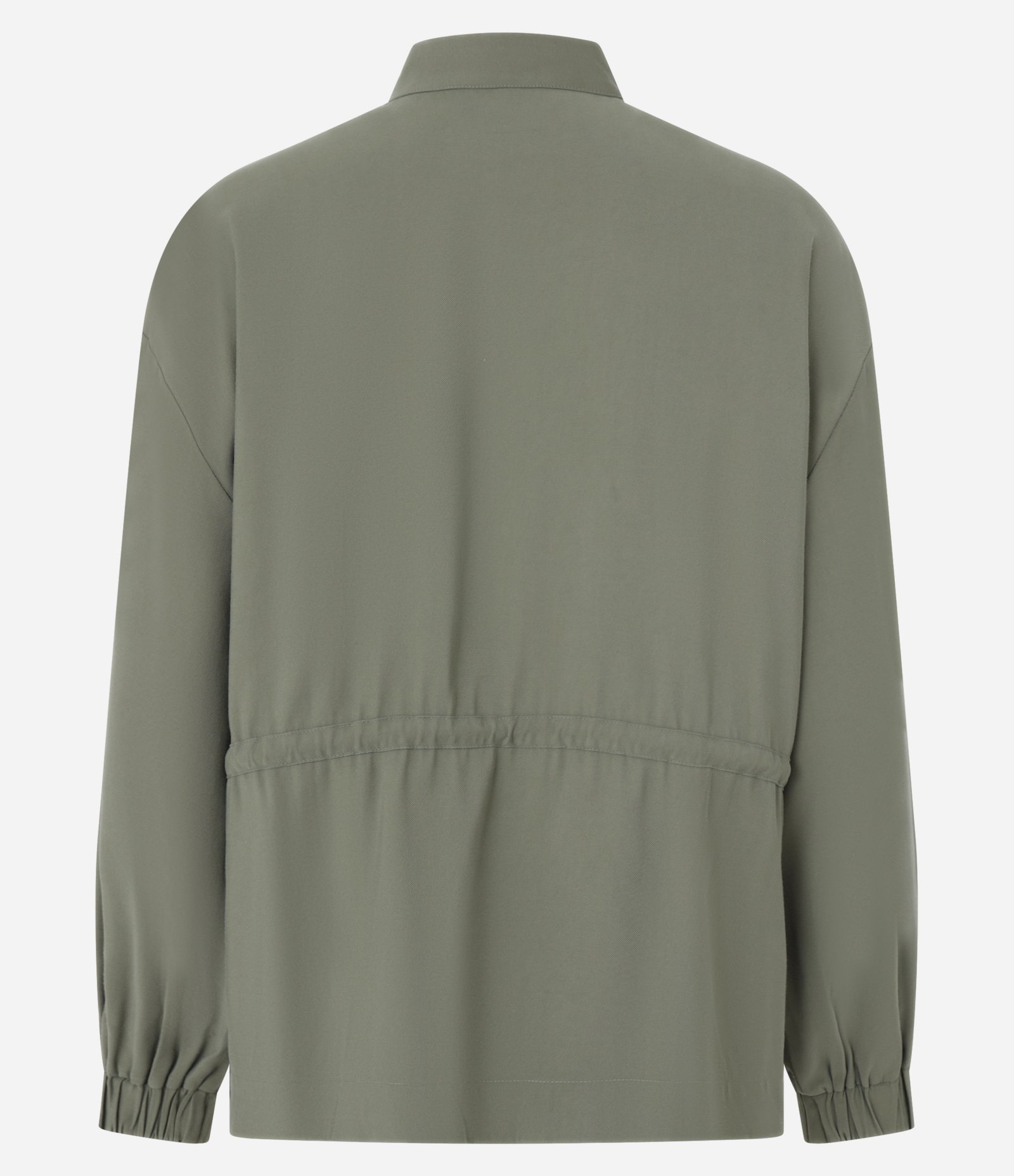 Jaqueta Parka em Viscose com Tencel na Cintura e Gola Alta Verde 6