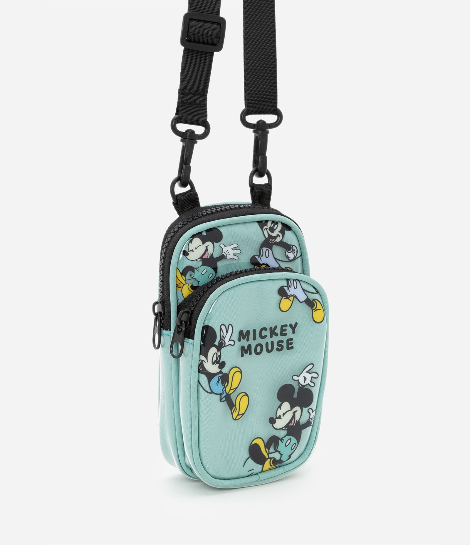 Bolsa Transversal Infantil com Bolso e Estampa do Mickey - Tam U Verde 1