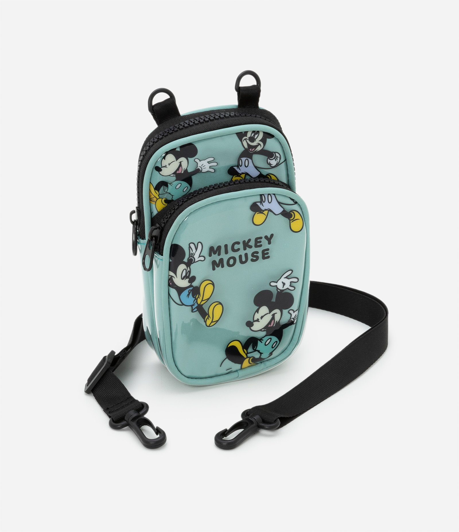 Bolsa Transversal Infantil com Bolso e Estampa do Mickey - Tam U Verde 4