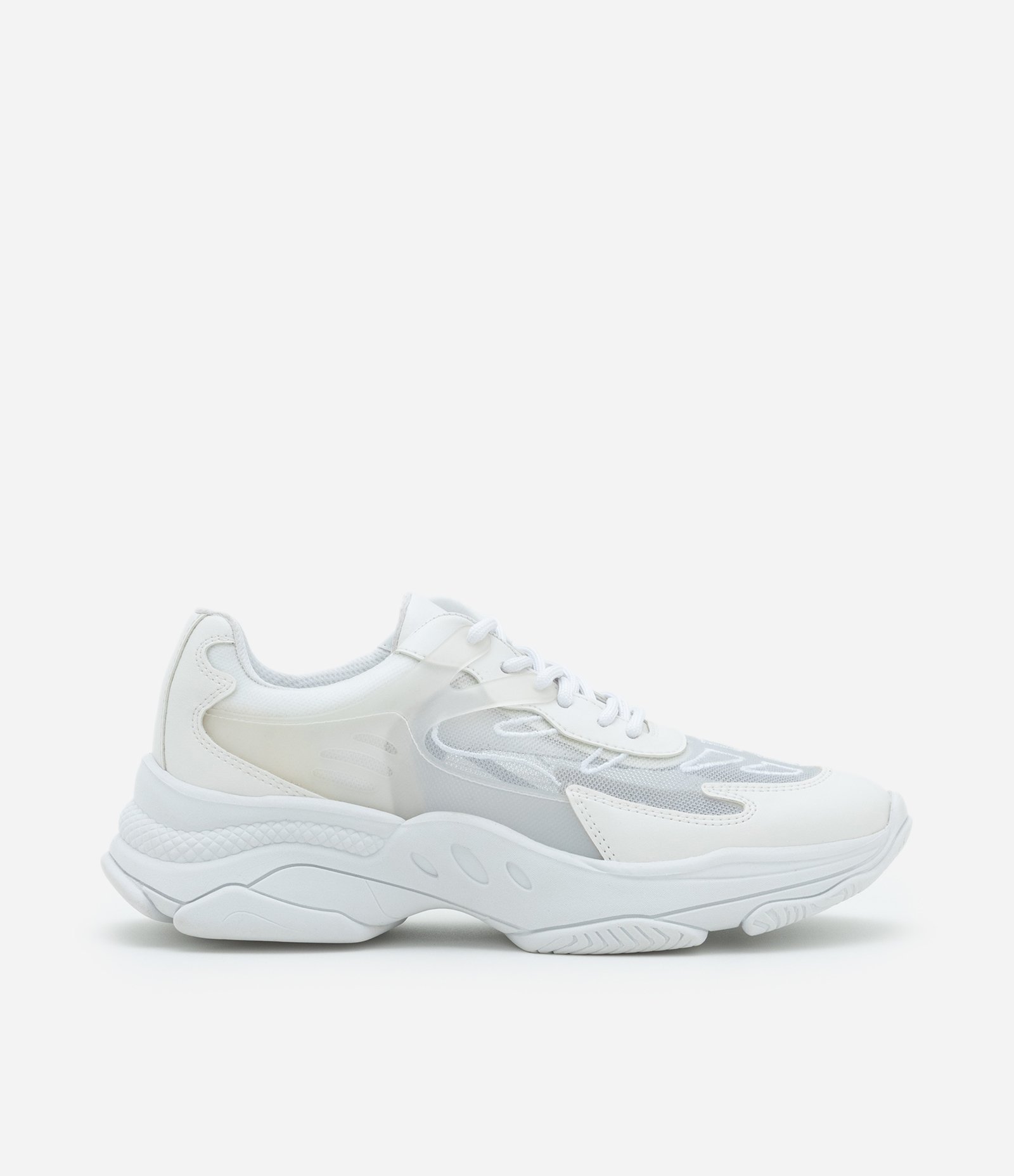 Tênis Jogging com Cano Curto e Tela com Bordados Branco 1