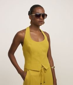 Blusa Frente Única em Crepe com Detalhe Frontal