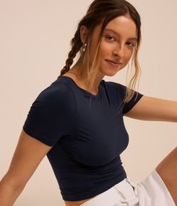 Blusa em Microfibra com Drapeados Frontais