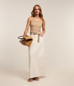 Saia Longa em Jeans com Bolsos