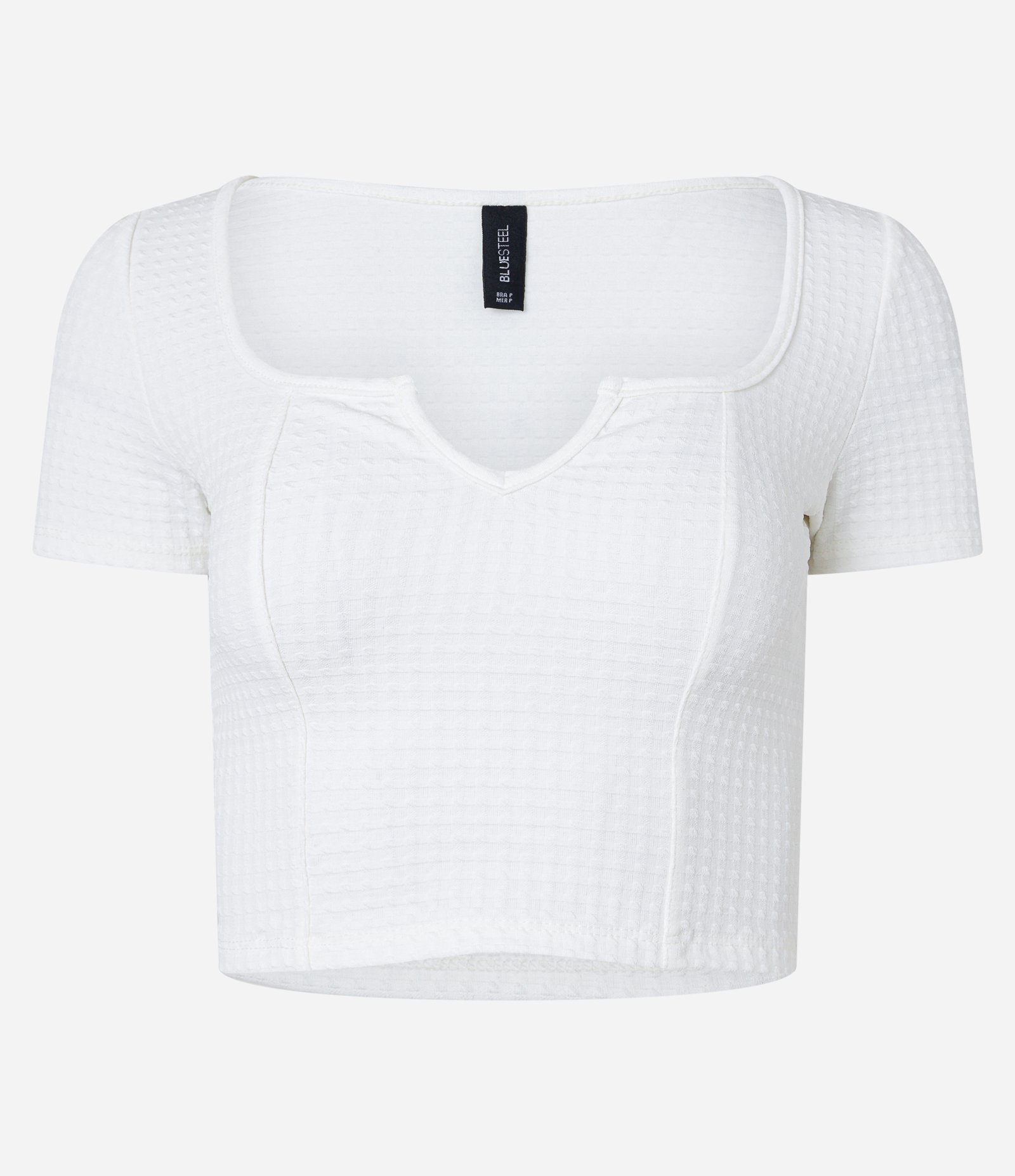 Blusa Curta com Textura e Decote Diferenciado Branco 3