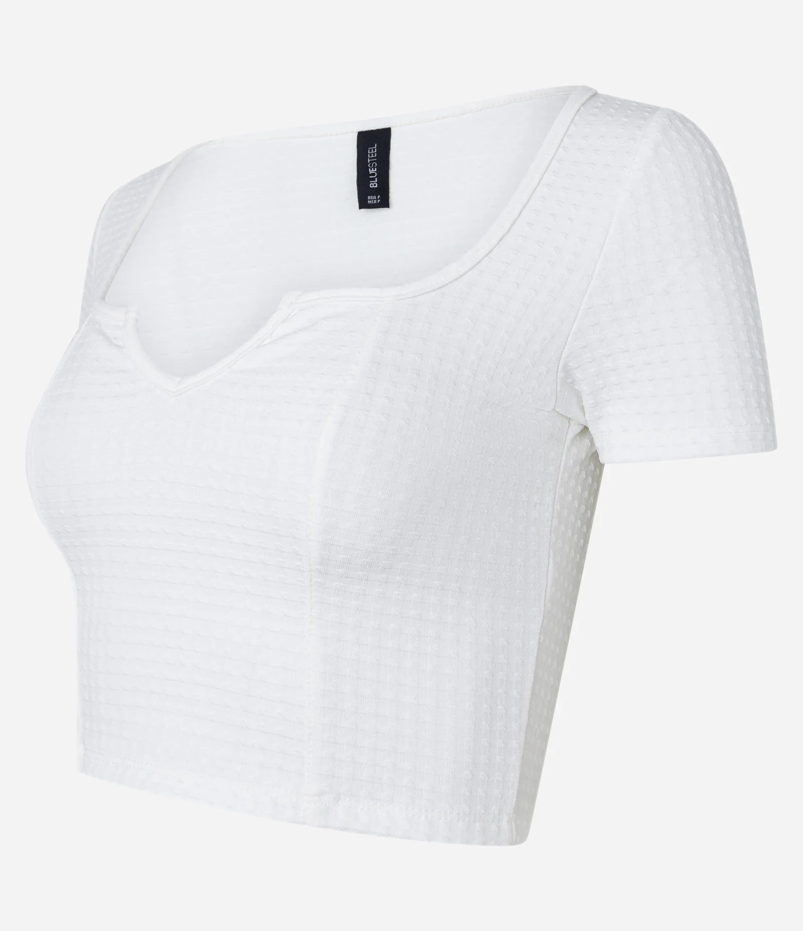 Blusa Curta com Textura e Decote Diferenciado Branco 4