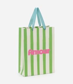 Embalagem de Presente Pequena Listrada com Estampa Lettering Amour