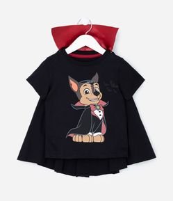 Camiseta Comfort Infantil com Capa e Estampa Chase Vampiro - Tam 2 a 5 Anos