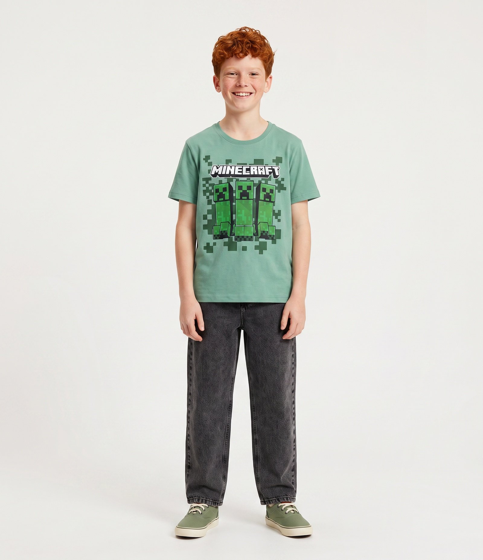 Camiseta Comfort Infantil com Estampa do Minecraft - Tam 5 a 14 Anos Verde 1