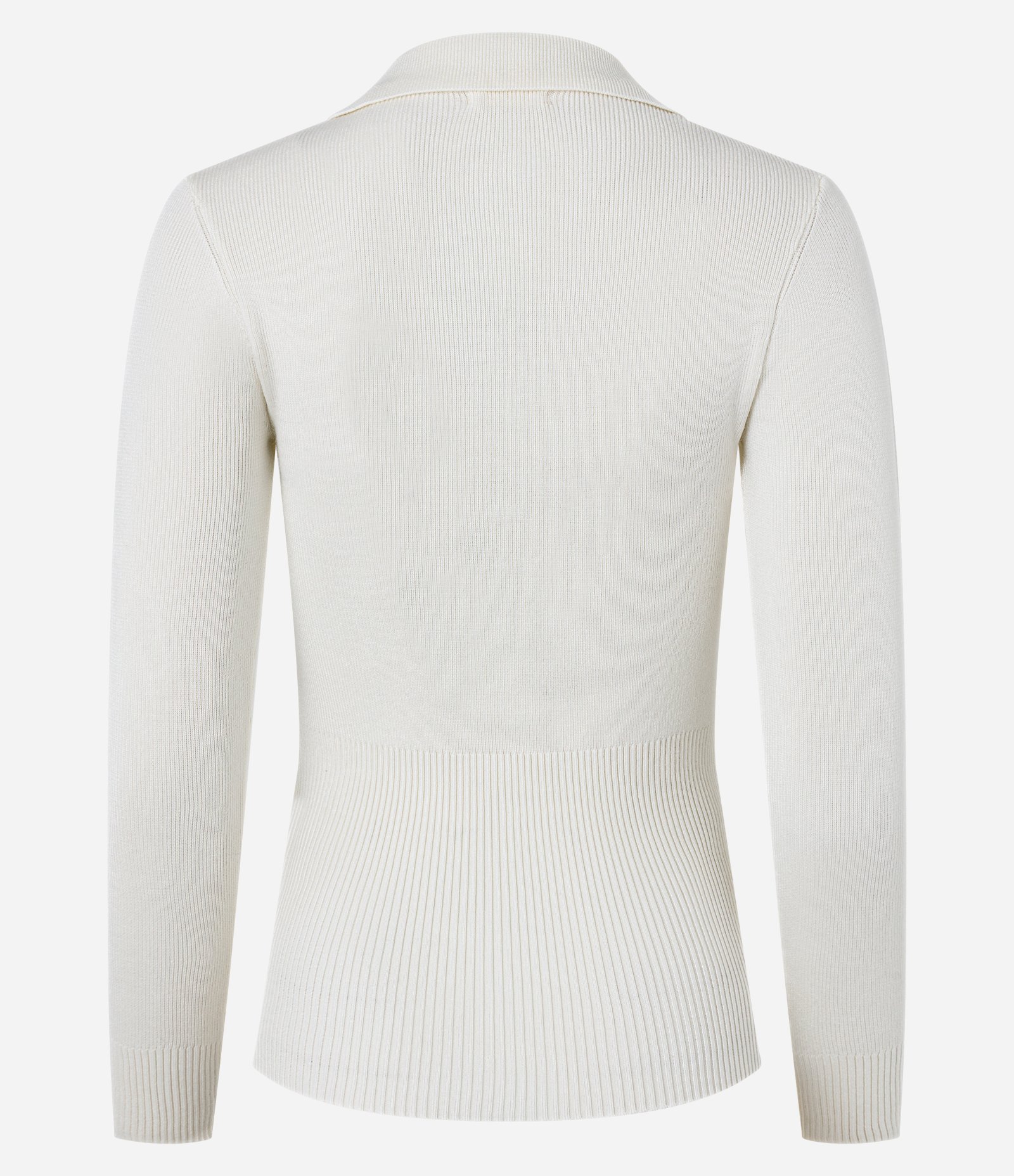 Suéter em Viscose Manga Longa Gola Polo com Botões Branco 3