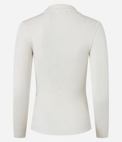 Suéter em Viscose Manga Longa Gola Polo com Botões