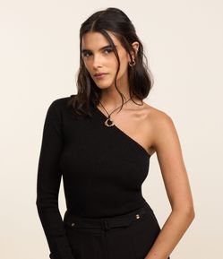 Blusa Ombro Só em Viscose com Manga Longa