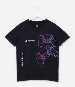 Camiseta Comfort Infantil com Estampa Playstation - Tam 5 a 14 Anos