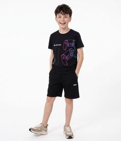 Camiseta Comfort Infantil com Estampa Playstation - Tam 5 a 14 Anos