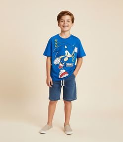 Camiseta Infantil com Estampa do Sonic - Tam 5 a 14 anos