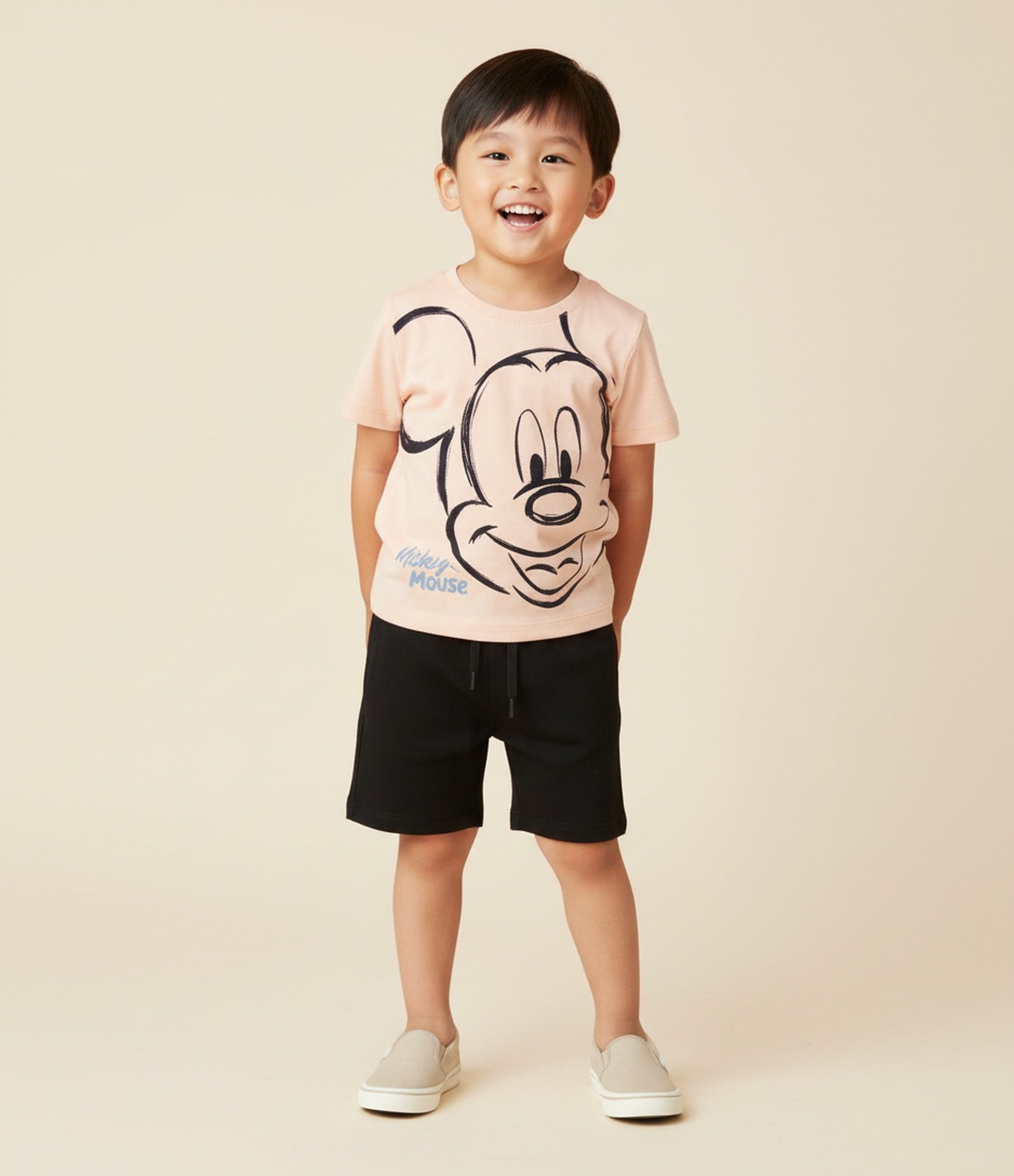 Camiseta Infantil com Estampa do Mickey - Tam 1 a 5 Anos Laranja 1
