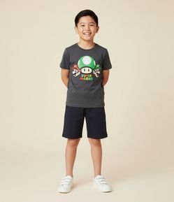 Camiseta Infantil com Bordado Super Mario - Tam 3 a 8 Anos